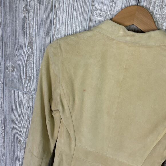 Brunello Cucinelli Vera Pelle Asymmetric Draped Leather Blazer Jacket Italian Si - Picture 10 of 14